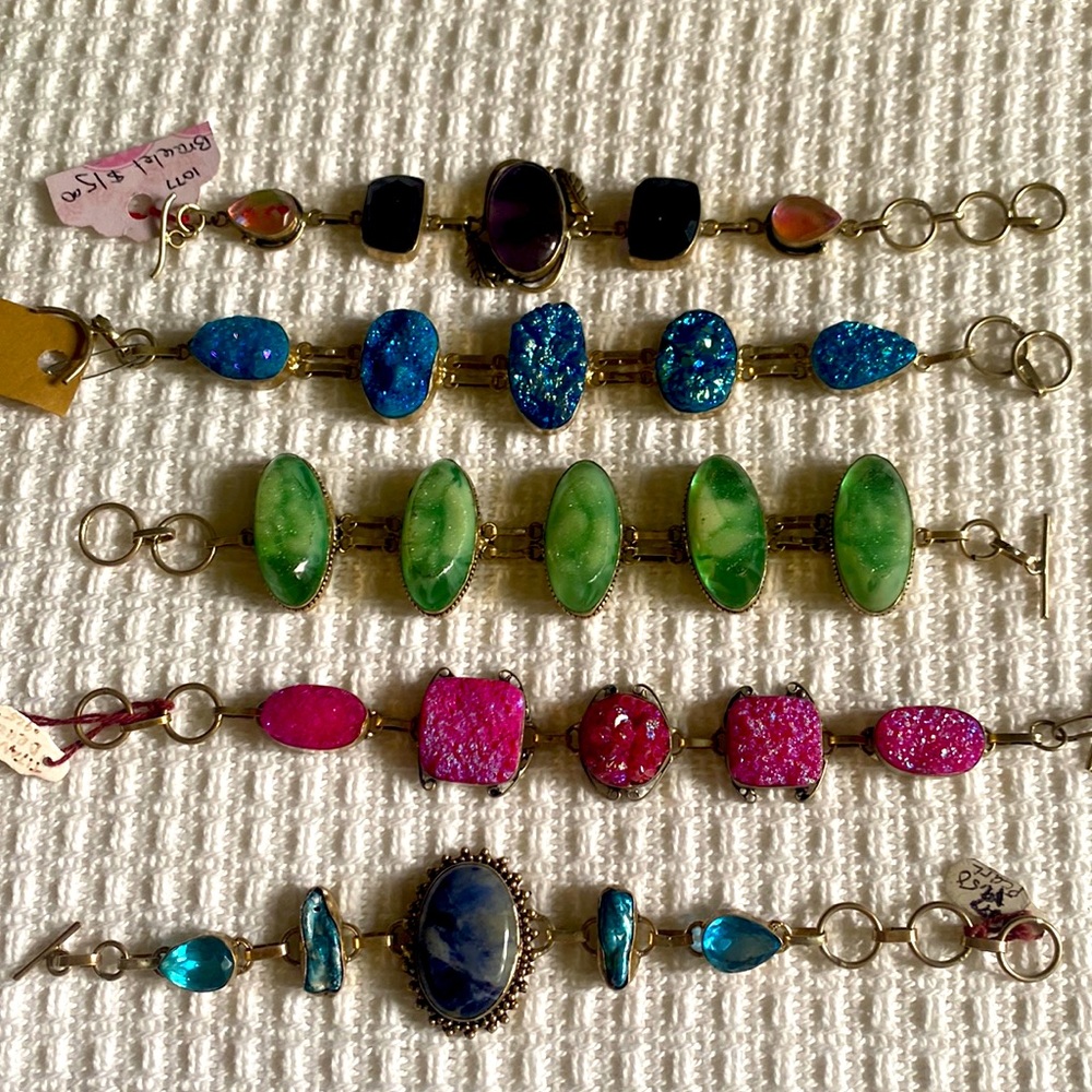 5 gemstone bracelets of all colors